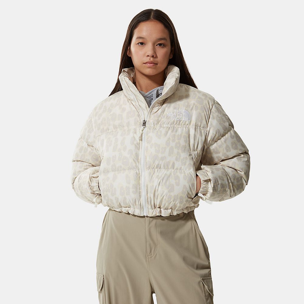 The North Face Nuptse Jacket Womens Australia - The North Face Printed Short Silver Grey Leopard Mou